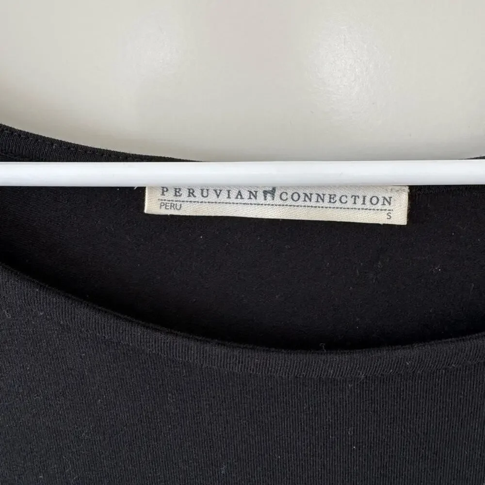 Peruvian Connection Pima Cotton Swing Dress Black Small - Picture 3 of 3